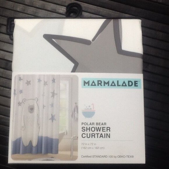 brand new Marmalade-brand 72x72-inch Shower Curtain POLAR BEAR + STARS - Picture 2 of 9